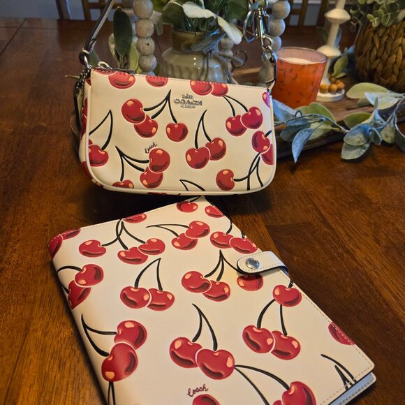 Coach Cherry Bundle Nolita 19 with Trigger Snap Bag Charm and Notebook - Picture 6 of 9